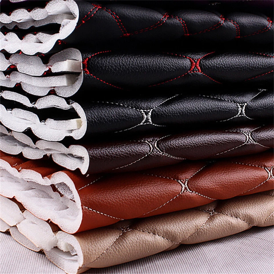 Dick Kunstleder Stoff Bestickt Schwamm Gesteppt Auto Innen DIY Material - Bild 2 von 4