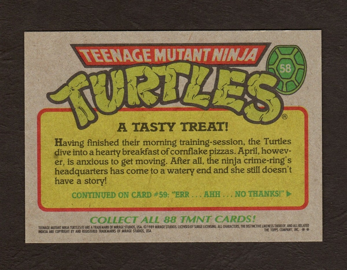 アメフト　激レア❗️タッチダウン1989年　11冊セット 1989 Topps Teenage Mutant Ninja Turtles Card #58 - A Tasty Treat