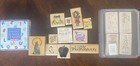 Lot of 15 Wood Mounted Rubber Stamps Holiday School + 30 Outline Alphabet Stamps