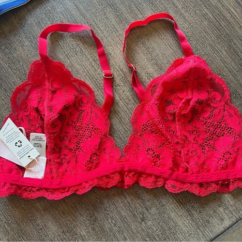Nuevo con etiquetas Sujetador inalámbrico Free People WE ARE HAH Chi Bralittle Mediano Sirena Rojo - Imagen 10 de 13