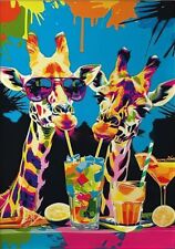 GIRAFFE FUN  POP ART ABSTRACT,GRAFFITI MODERN,CANVAS WALL ART PICTURE PRINT UK