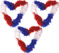 RED WHITE BLUE FEATHER BOA FANCY DRESS ACCESSORY LOT GREAT BRITAIN SUPPORTER