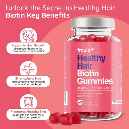 ✅ Biotin Gummis für das Haarwachstum | Haar-, Haut- und Nagelgummis | 60 Gummis - Bild 2 von 6