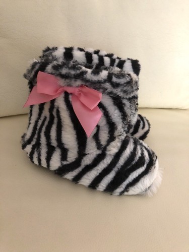 NEW Baby Kids Girl Zebra Boots Booties Homey Slippers / 3-6-12-18 mos or 3 - Picture 6 of 7