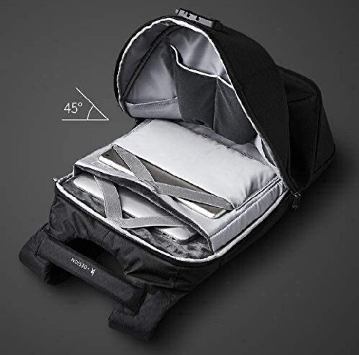 Travel Fusion Anti-theft Laptop Backpack, Black, USB Charging Port, Security...