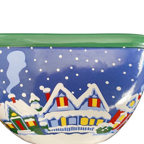 Temptations Snowy Night Ovenware Lot of 2 Christmas Nesting Square Bowl Blue - Picture 6 of 12