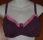 Beautiful Ladies Black with Pink Spots Non Padded and Underwired Bra - Size 40DD