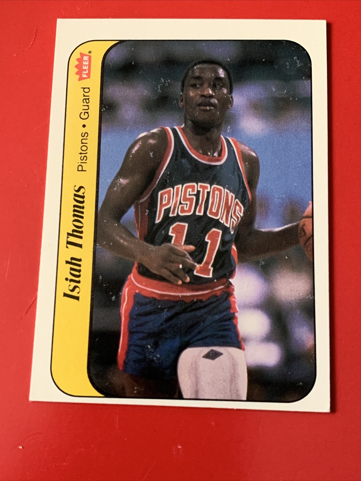 1986-87 Fleer Stickers Isiah Thomas Detroit Pistons #10 Wax Stain Reverse