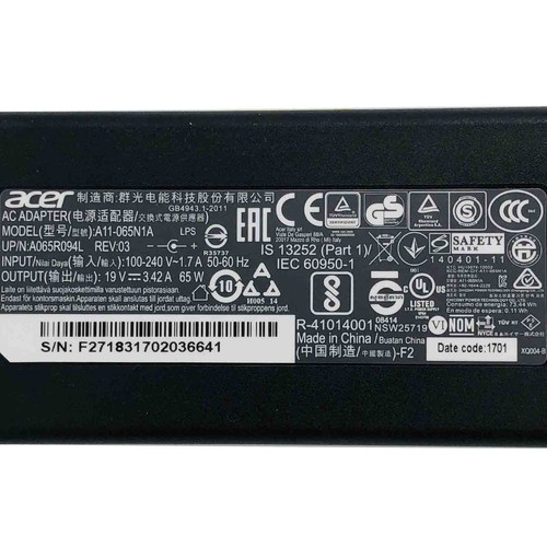 Genuine Acer AC Power Adapter For Acer Aspire A01-431 A01-431-C8G8 65W - Picture 2 of 9