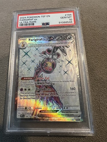 2024 Pokemon Tef En-Temporal Forces #194/162 Farigiraf Ex Ultra Rare PSA 10 - 第 1/2 張圖片