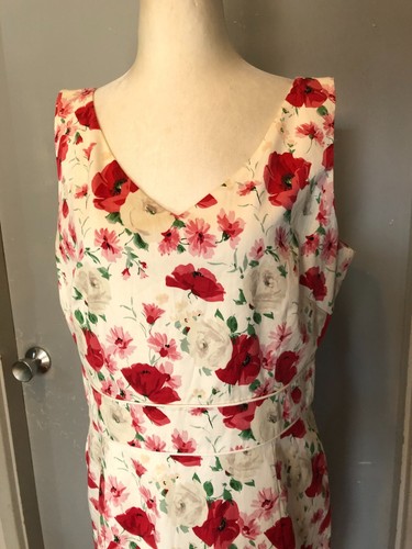 LAURA ASHLEY Cream Floral Shift Dress Size UK 16 - Picture 2 of 7