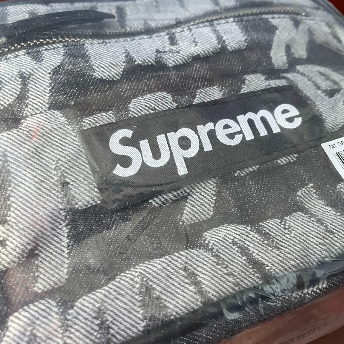 Sold Out* Supreme Fat Tip Jacquard Denim Waist Bag [Black Sold Out* Supreme Fat Tip Jacquard Denim Waist Bag [Black
