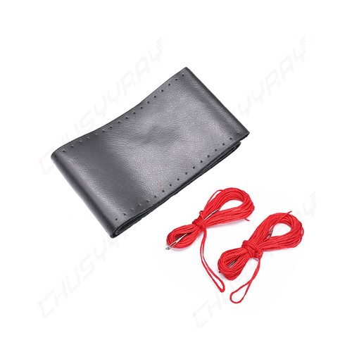 15" Leather Car Steering Wheel Cover Anti-slip Auto Accessories Black+Red - Picture 12 of 16