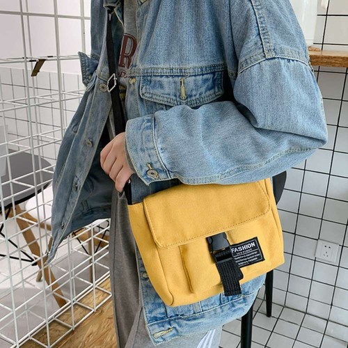 Women Cute Solid Color Shopping Bag Messenger Bag Canvas Shoulder Bag - Picture 8 of 12