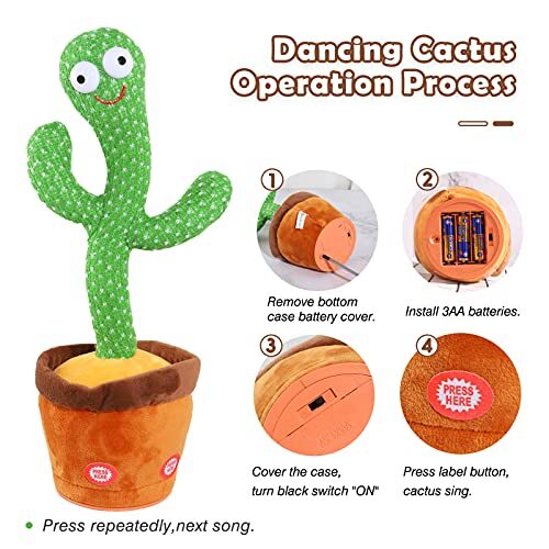 Juguete de imitación de peluche de cactus parlante bailando para niños pequeños - Picture 3 of 7