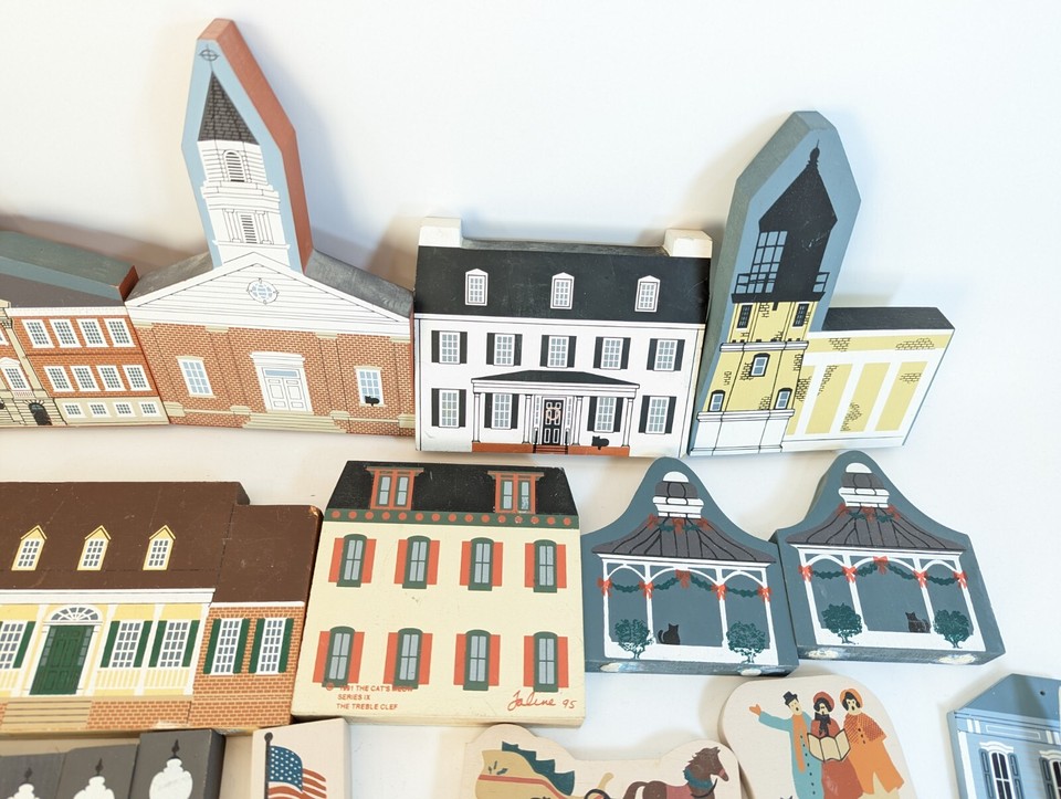 Large Cat's Meow Shelf Sitter Lot Christmas Village Maryland Fence