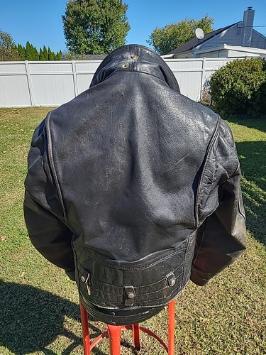 Black Leather Jacket Mens Sz 40 Motorcycle Vintage Authentic Biker Style preownd - Bild 8 von 24