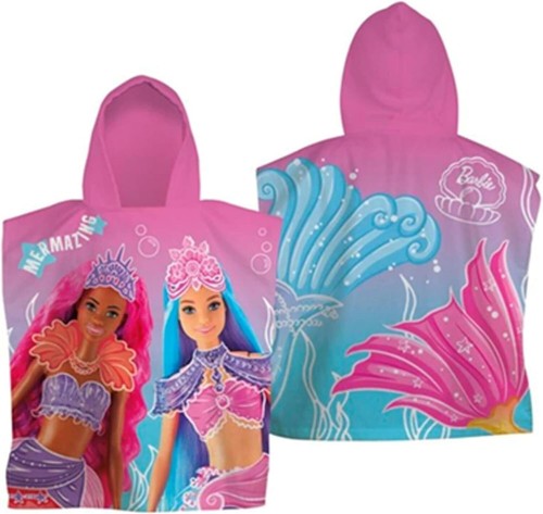 Barbie Mermazing Poncho Towel Hooded 100% Cotton Girls Bath Beach Pool Mermaids - Picture 3 of 7