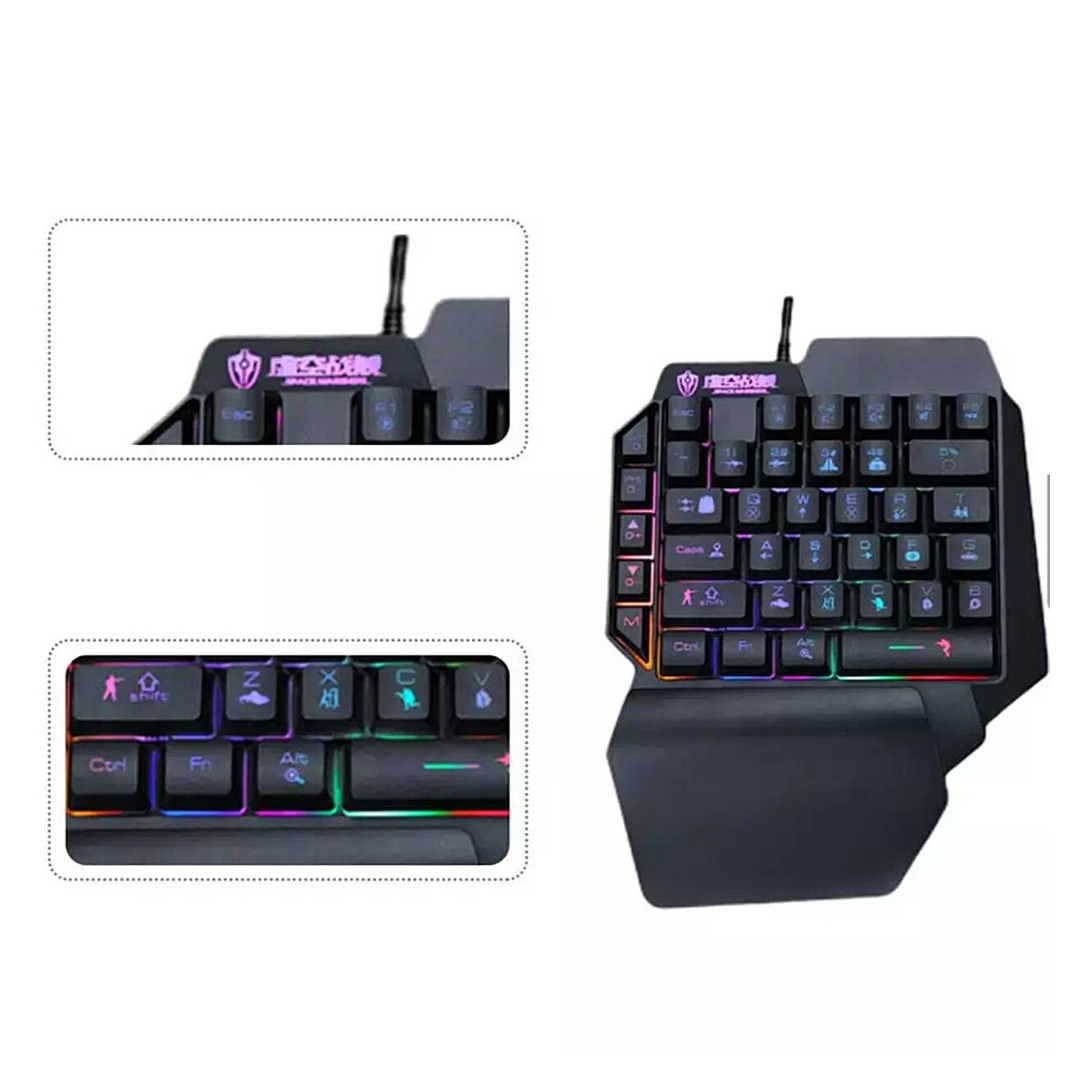 Teclado Gamer para Juegos Mini Teclado multicolor LED Mini Keyboard for  Gaming