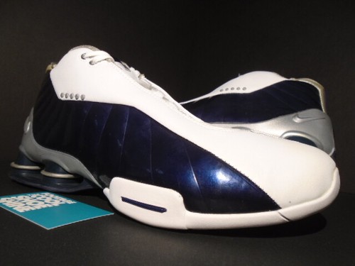 01 NIKE SHOX BB4 VINCE CARTER VC PATENT LEATHER WHITE NAVY BLUE SILVER GREY  11.5 | eBay