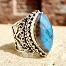 Blue Labradorite Ring 925 Sterling Silver Handmade Gemstone Ring Designer Ring