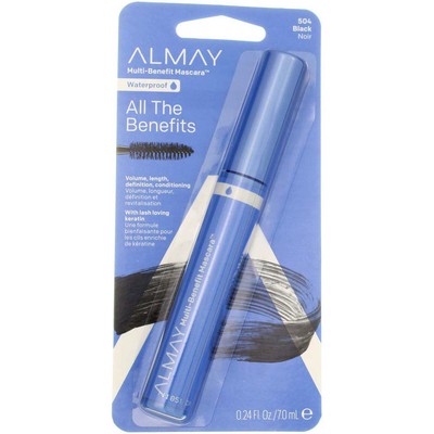 2 Pack Almay Multi-Benefit Waterproof Mascara, Black 504, 0.21 fl oz