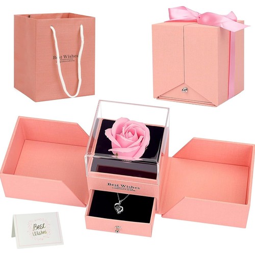 Valentine's Day Gift,Jewelry Gift Box Forever Rose, With Hanging Bag Card - Imagen 9 de 18