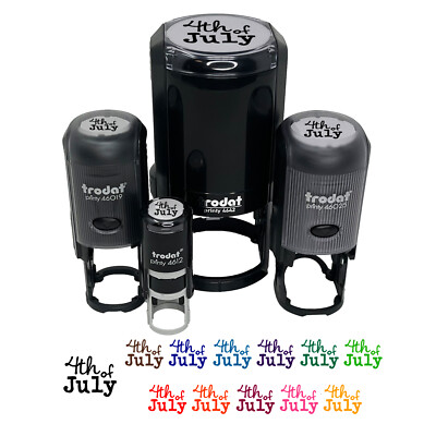 4th Fourth of July Fun Text Self-Inking Rubber Stamp Ink Stamper