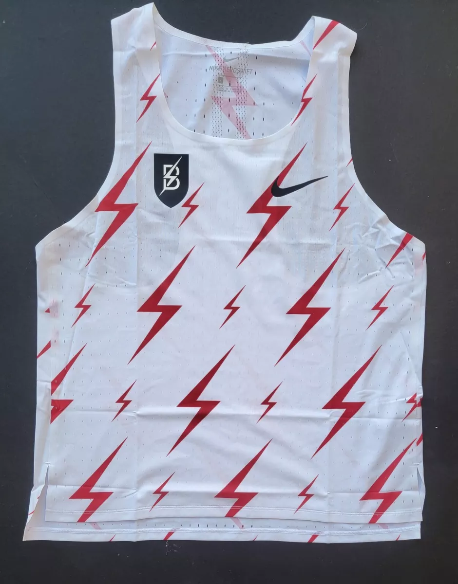 Nike Aeroswift Bowerman Track Running Singlet White Red CW1257-100 Men's  Size L