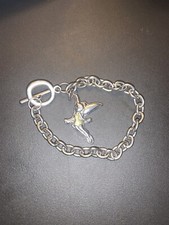 Vintage Tinkerbell Charm Bracelet Disney Silver Tone 8  