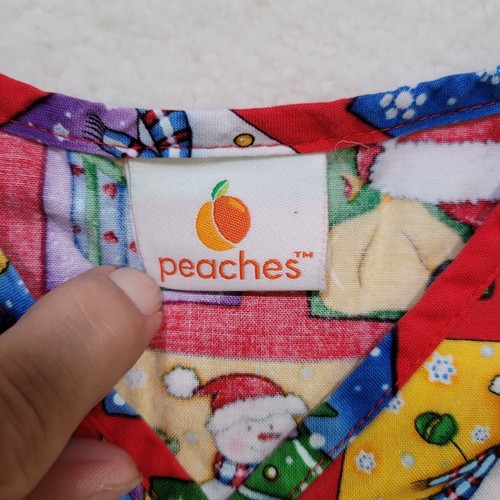 Christmas Scrub Top Women's Snowmen Santa Holiday Snowman Winter Pre-owned READ - Picture 10 of 14