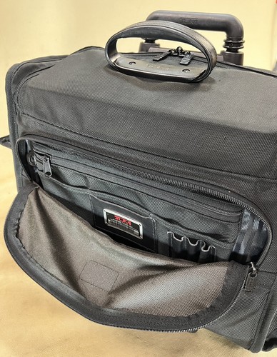 Preowned Tumi Made in USA Black 18” Wheeled Carry On Pilot Briefcase 2275D3 - Picture 7 of 17