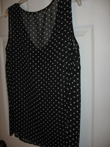 Lane Bryant, Black & White Dot Sleeveless Tank, V Neck, Polyester,14/16 - Picture 4 of 9