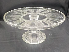 1900'S Antique American Pressed Pattern Glass Footed Cake Plate EAPG