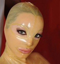 Transparent Latex Hood Mask Handmade Natural Rubber Latex Mask with Back Zipper