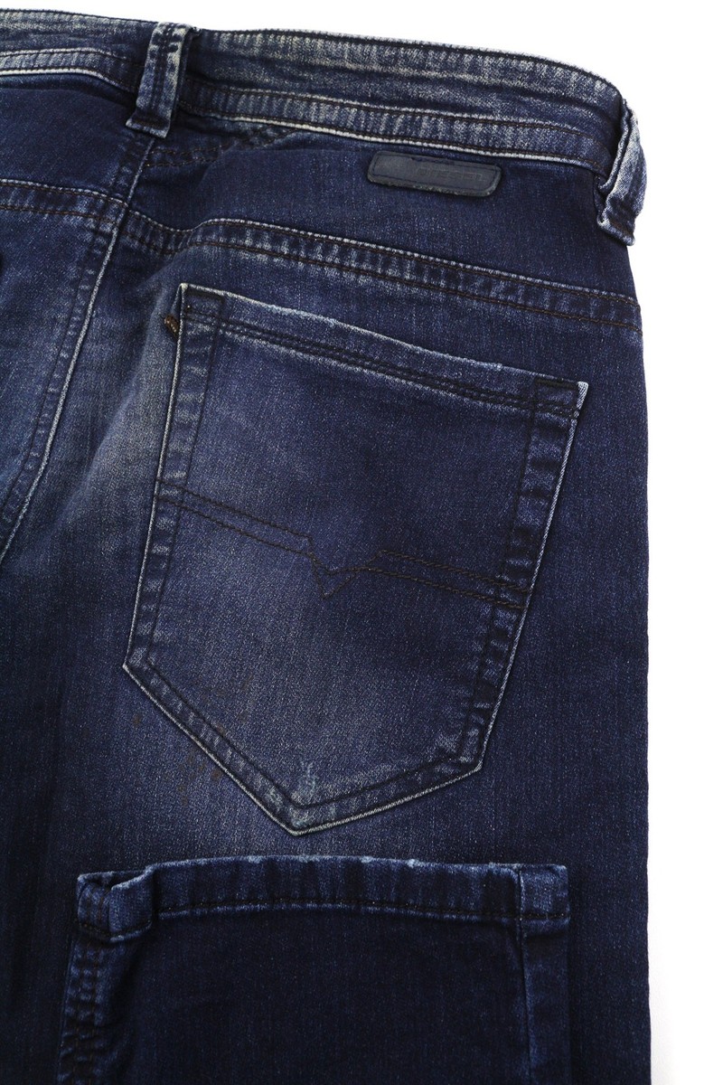 m6911【美品】diesel thavar-ne jogg jeans 濃紺 Diesel Thavar Denim + Sweatpants Straight Distressed Jeans