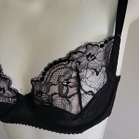 Dita Von Teese Tryst Balconette Bra 34D Black Sheer Lace D59359 Pinup Sexy