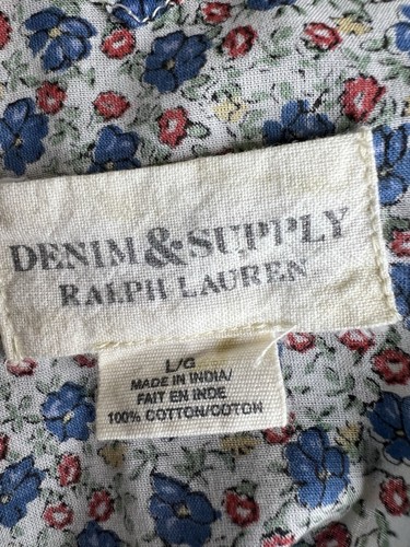 Denim & Supply Ralph Lauren Top L Floral Babydoll Boho Cottagecore Scalloped - Picture 7 of 10
