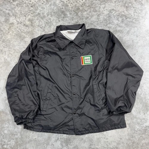 Vintage LMC Rainbow Jacket Mens XL Black Nylon K-Brand Coaches Made USA 80s - product listing photo
