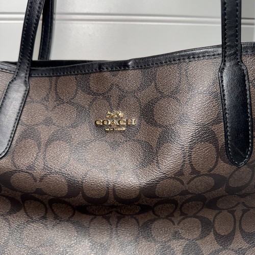 Coach City Tote Bag In Signature Canvas COLOR: Gold/walnut/black - Picture 2 of 12
