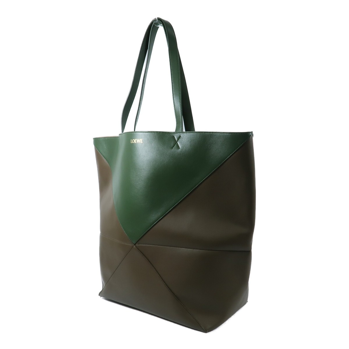 LOEWE Puzzle Fold Tote Bag Calfskin Leather Brown | eBay