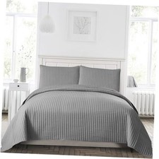 Queen Size Quilt Bedding Sets with Pillowcases,Lightweight for Full/Queen Gray