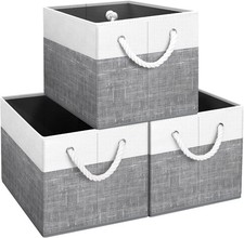 Storage Bins 3-Pack, Foldable Storage Baskets for Organizing Toys, Books,