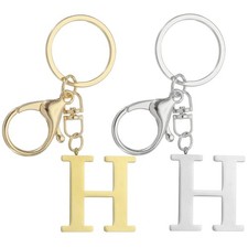 2Pcs Initial Letter Keychain Letter H Keychain for Women Key Gold/Silver