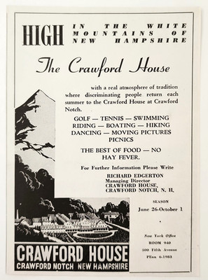 1947 The Crawford House Hotel Advertisement Crawford Notch New Hampshire