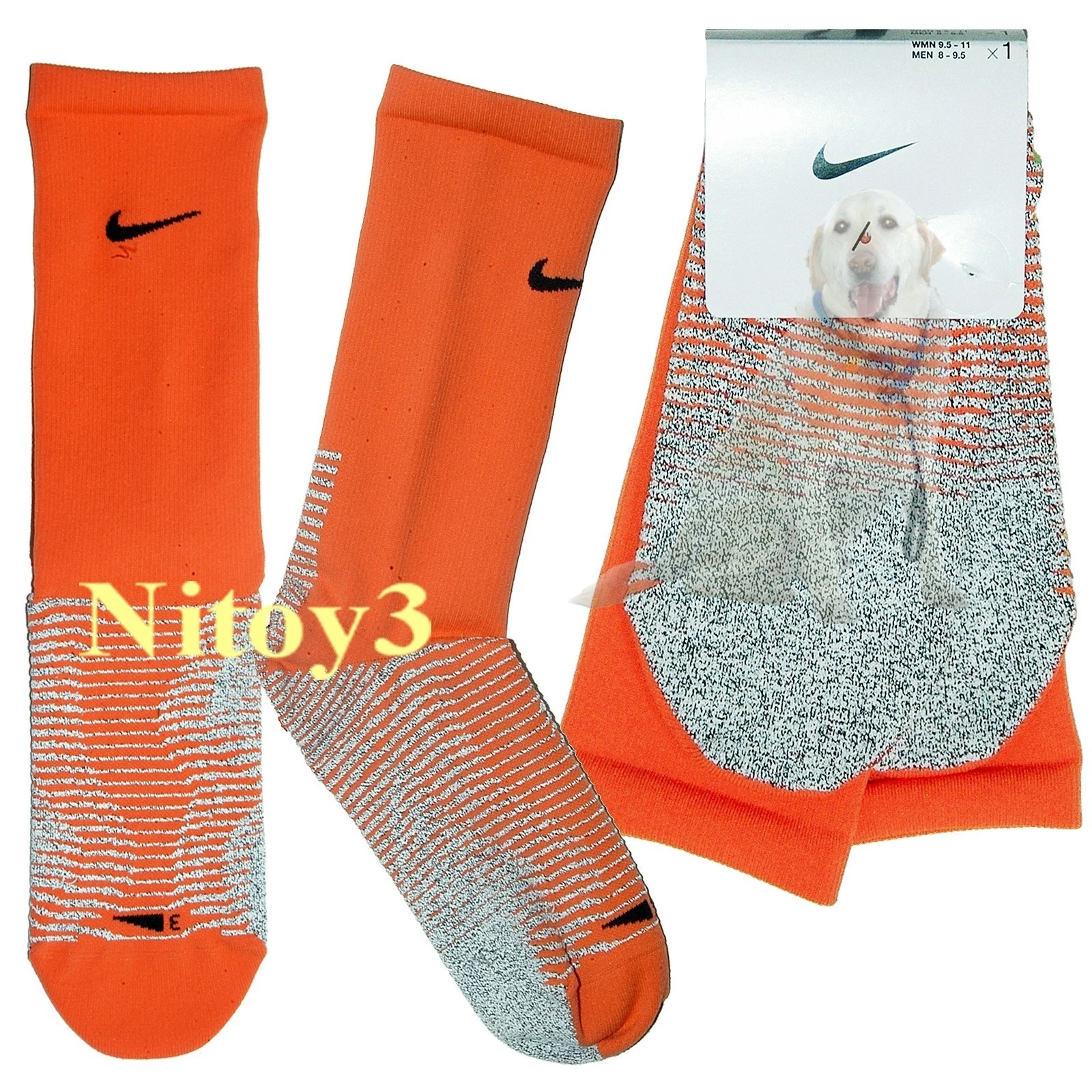 Nike Performance Lightweight Multi-Sports Crew Socks-Unisex Medium 2Pairs Orange