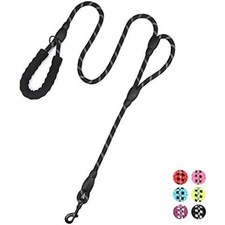Rope Dog Leash 6ft Long,Traffic Padded Two Handle,Heavy Duty,Reflective Double