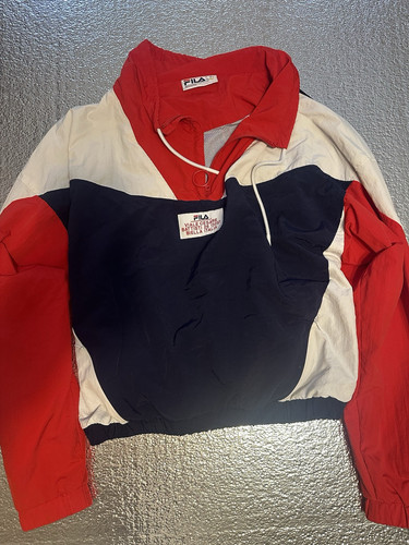 Red White And Blue Fila Windbreaker Size L Matchbox Logo - Picture 1 of 3