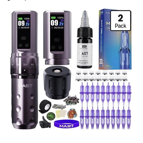 MAST Fold2 Pro (Pink-Coffee) Tattoo Gun Kit Complete *NEW* - product listing photo