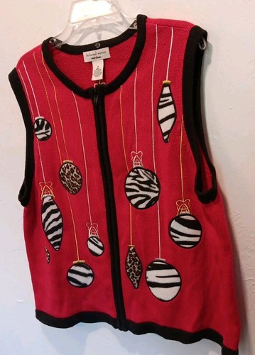 Vtg Ugly Christmas Sweater Vest Womens XL  Bechamel - Picture 2 of 10